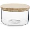 H&H-Biscottiera, tonda, in vetro borosilicato, trasparente, tappo in bamboo, 3,3 lt