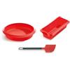 Lékué Kit per iniziare la pasticceria, 2 stampi e Spatola in silicone rosso