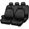 WatSKY 9Pcs Pelle Auto Set coprisedili, per Peugeot 207 207CC 207 SW 206 206CC 206 SW 208 307 308 2008 3008 Traspirante Antiscivolo Impermeabile Confortevole 5-Posti Protezioni Interno Accessori