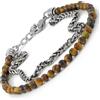 10:10 Bracciale con pietre naturali da 4 mm di diametro e catena spiga brunita in acciaio inox, realizzato in Italia
