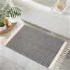 JaeMoose Tappeto Boho, Tappeti Tessuti in Cotone, con Nappe, Tappeto da Lancio Lavabile Nero-Bianco in Stile Rustico, Tappeto a Pelo Corto (Nero, 60 x 90 cm)