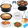 SEIYOGDS 8 Inch Accessori Friggitrice Ad Aria 12 Pezzi, Per Tutte Le Marche Di Friggitrice Ad Aria XL Oltre Da 3.8 litri a 5.8 litri Come GOWISE/PHILLIPS/COZYNA/COSORI, 12 Pezzi Accessori Airfryer Senza BPA