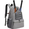 Dokeno Borsa da tennis Contiene 2 Racchette, Zaino da tennis unisex con scomparto scarpe, Grande capacità Zaino da tennis con molte tasche per racchette da Tennis Pickleball Badminton e scarpa (grigio)