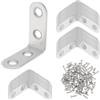 Smgda Set di 24 staffe angolari, 40 x 40 mm, staffe angolari in acciaio inossidabile con 96 viti, staffa connettore resistente, staffe ad angolo retto a 90 gradi per legno, mensole, tavoli, armadi