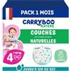 Carryboo - Pannolini misura 4 (7-18kg) - Pelle sensibile - Naturale e ultra assorbente - 12h a prova di perdite - Senza ingredienti indesiderati - Made in France - 132 strati - Confezione 1 Mese