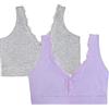 Fruit of the Loom Full Coverage Wireless Cotton Bralette Reggiseno Altamente Coprente, Oscurante, Lilac Whisper/Grey Heather, XXL Donna