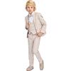 Lilax Boys Suit Set, Formal Jacket, Vest, Pants, Shirt And Matching Bowtie 5 Piece(5 Years, Beige)