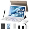 FORUSER Tablet 10 pollici 2024 Ultimo Android 14 Octa Core 2.0 GHz, 5G WiFi 6/36 GB RAM + 128 GB ROM (TF 1TB), 8000 mAh, batteria/WLAN/Bluetooth 5.0 con tastiera, custodia (oro)