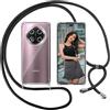 ISOI Cover con Cordino per Honor Magic7 lite 5G/Honor Magic 7 lite 5G, Custodia Trasparente con Collana Tracolla Laccio Collo Ultra Sottile Morbido TPU Silicone Antiurto AntiGraffio Case, Nero