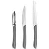 Amefa - Set de 3 couteaux de cuisine - Couteau office, éplucheur et couteau petits-légumes - Eclat - Acier inoxydable 13 C, Finition Brillante - Gris