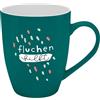 H:)PPY life Tasse mit Motivdruck fluchen hilft, mit Banderole