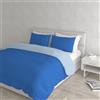 Italian Bed Linen Set Copripiumino 100% Cotone Natural Color, Made in Italy - Parure Copri Piumino - Sacco Piumone 250x200 cm con Doppia Patella e Federe Cuscino, Matrimoniale, Royal/Azzurro