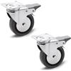 Ganter Normelemente | Ruote girevoli con fermo, 50 mm, 2 ruote, 70 kg, rivestimento in gomma, corpo ruota in polipropilene, alloggiamento in acciaio | GN 22870-50-G-LF-L-ST