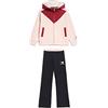 Diadora Tuta bambina in cotone unbrushed certificato GOTS - Giacca con cappuccio tricolore a contrasto e joggers tinta unita con fregio. (L)