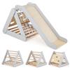 RELAX4LIFE 4 in 1 Triangolo da Arrampicata con Scivolo per Bambini, Scala per Arrampicarsi in Legno, Triangolo Montessori, Parco Divertimenti per Bimbi 1+ Anni (Grigio)