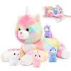 MorisMos Unicorno Arcobaleno Peluche, 60cm Stitch Gatto Unicorno di Peluche e i Suoi 4 Bambini, Regalo Di Peluche Kawaii Per Bambini Compleanno Natale