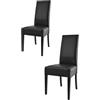 t m c s Tommychairs - Set 2 sedie imbottite modello Luisa per cucina e sala da pranzo, robusta struttura in legno di faggio nero, seduta e schienale rivestiti in pelle artificiale nero