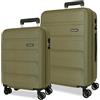 Roll Road Flex Set di valigie verde 55/65 cm rigido 5,8 kg Chiusura a combinazione laterale ABS 5,8 kg 91L Bagaglio a mano, Verde, Taglia unica, Set di valigie