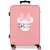 Disney Minnie Heads Valigia per bambini Rigida Chiusura a combinazione laterale 4 ruote Bagagli a Mano è realizzato in ABS, un materiale rigido e leggero., Rosa, Taglia unica, Valigia media