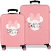 Disney Minnie Heads Valigia per bambini Rigida Chiusura a combinazione laterale 4 ruote Bagagli a Mano è realizzato in ABS, un materiale rigido e leggero., Rosa, Taglia unica, Set valigie