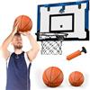 HYES 24'' x 16'' Canestro Basket da Camera, Cestino da Basket per Bambini Adulto, Set da Basket per Interni ed Esterni, con Pompe, 3 Palla, Giocattoli per Uomini e Ragazzi, blu