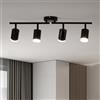 Leselux Faretti LED Soffitto Orientabili 4 Luci, Lampadario Faretti LED Soffitto Nero, Moderna Faretto LED Interno GU10, Lampada Plafoniera Binario Faretti per Cucina Corridoio, Senza Lampadine