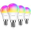 ANWIO Lampadina Alexa, Lampadina Smartx, 5W Equivalenti a 40W, 470Lm, G45,Lampada Smart Wifi E14 con Telecomando Compatibile con Alexa, Echo and Google Assistant, RGB Intelligente Dimmerabile,4 Pcs