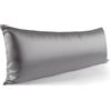 Zenssia Fodera per cuscino laterale, 40 x 145 cm, in raso, morbida come la seta, per la cura dei capelli e della pelle con cerniera, grigio scuro