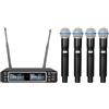 Depusheng LK4 Pro Sistema di microfono senza fili, 4 canali UHF con frequenze regolabili, microfono senza fili con 4 microfoni a mano dinamici, portata di 80 metri, microfono per canto, chiesa