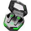 QQY Auricolari Bluetooth senza fili, Auricolare N35 Gaming Wireless a bassa latenza 5.2 Cuffie Binaurali In-Ear Cool Game Cuffie Stereo (Nero)