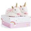 Doudou et Compagnie - Pantofole bambino Doudou Unicorno - Lucie La Unicorno - Regalo per nascita bambina - Pantofole morbide con sonaglio per bambina - Taglia 0-6 mesi mesi - Bianco - DC3311
