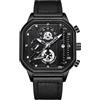 RORIOS Orologio Quarzo da Uomo Orologio da Polso Moda Quadrato Orologio Multifunzione Cronografo Orologio Luminosi Analogico Orologio Acciaio Inossidabile Nero A