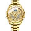 RORIOS Orologio Quarzo da Uomo Orologio da Polso Casuale Acciaio Inossidabile Orologio Moda Analogico Orologio Luminosi Calendario Oro