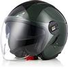 ORIGINE Casco Jet Moto Casco Aperto Scooter con Doppia Visiera Omologato ECE (NEXT BLACK ARMY GREEN,S)