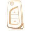 OFF WE GO Custodia Chiave Cover Chiave Guscio Chiavi per Toyota RAV4 Yaris Aygo Auris Avensis Arten Highlander Fortuner Tundra Coprichiave Macchina TPU Copri Chiavi Telecomando Portachiavi, Oro Bianco