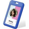 Uniclife Porta Badge Scorrevole Verticale in Plastica Rigida con Finestra Trasparente Custodia Protettiva Blu Portabadge per Ufficio e Scuola Carte d'Identità e Carte di Credito, 1 Confezione