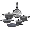 Tognana, Black Gemstone, batteria pentole e padelle 10 pezzi, alluminio, nero