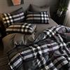 ZZDXL Set di biancheria da letto matrimoniale 200x230 Scozzese Nero - Copripiumino e 2 Federe in Microfibra, 3 Pezzi