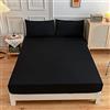 Chickwin-Shop Elastic Lenzuolo sotto Coprimaterasso Tinta Unita, Chickw11 100% Poliestere Materiale per Lenzuolo profondità 27cm - Letto Singolo Doppio - Vari Stile (150x200x27cm,Nero)