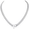 Richsteel Lettera F Collana Uomo Argento Collana Cubana 7 MM Uomo Acciaio 46+5 CM Collana Iniziale Cuban Chain San Valentino Regalo Uomo