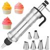 HAPPOW Siringa professionale in acciaio inox con 6 beccucci, set di beccucci, siringa per dolci perfetta decorazione della torta, sac à poche riutilizzabile, ideale per cupcake e pasticcini