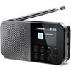 SHARP DR-P520(GY) Osaka - Radio digitale portatile tascabile con Bluetooth 5.3, lettore audio mono DAB+/FM, compatto e leggero, alimentato tramite USB-C/a batteria, doppia sveglia, colore: grigio