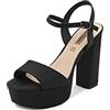 QUEEN HELENA Sandali con Plateau con Tacco Alto Casual Eleganti Donna S2813 (Nero, Numeric_38)