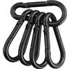 LONGDENEKHALIQ 5 moschettoni M6 resistenti, 50 kg di carico, diametro 5,5 mm, gancio da campeggio in ferro massiccio con rivestimento in PE, ganci neri multiuso, perfetti per portachiavi
