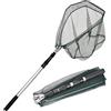 KK'S GLAMS® Telescopico da pesca - Maniglia pieghevole pieghevole estensibile in lega di alluminio da 1,5 m, leggero portatile per cattura pesci uccelli (palo argento/rete verde)