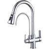 XDSMB Rubinetto da Cucina a 3 vie Girevole 360° Miscelatore per Depuratore Acqua Lavello con Doccetta Estraibile,cromo