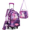 HTgroce zaino scuola ragazza, borsa in cotone per bambini, astuccio, scatola per il pranzo, etichetta borsa scuola