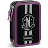 Wednesday Mercoledì School-Astuccio con Matite Triplo, Nero, 14 x 21 cm