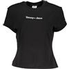 Tommy Jeans Tjw Baby Serif Linear SS DW0DW14364 Magliette a Maniche Corte, Nero (Black), XL Donna