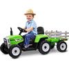 BABYCAR Trattore Elettrico per Bambini con Rimorchio (Verde) - Macchina elettrica per Bambini, Batteria 12V, 2 motori, Trattore Elettrico per Bambini con Luci e Telecomando